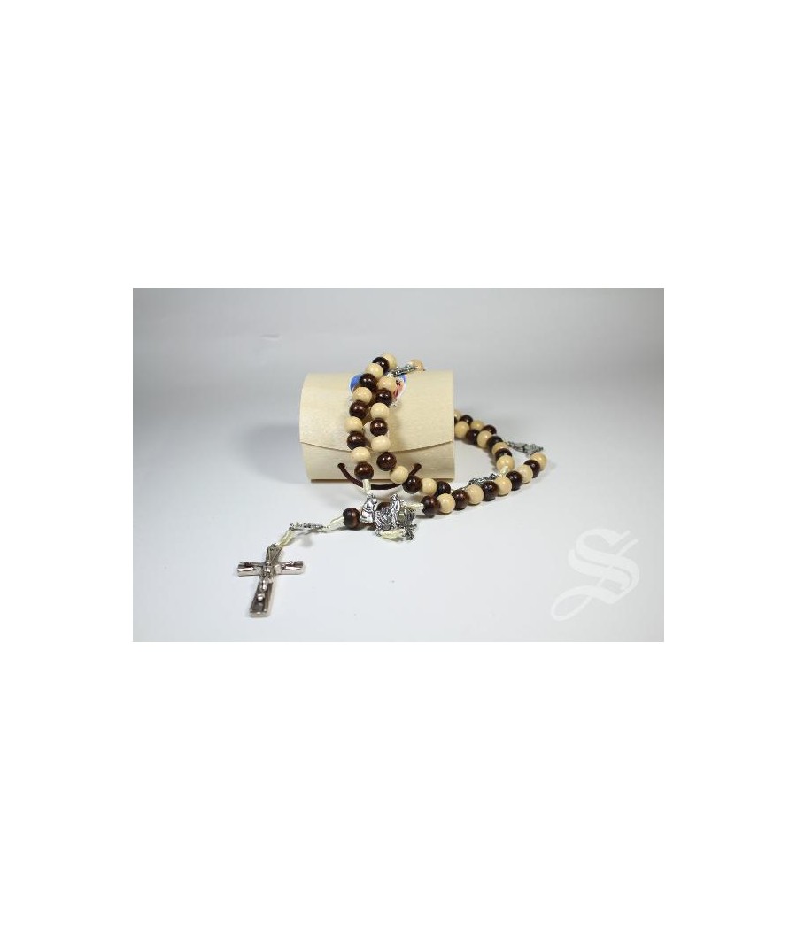 ROSARIO NAVIDAD 10 MM. MADERA CON CAJA