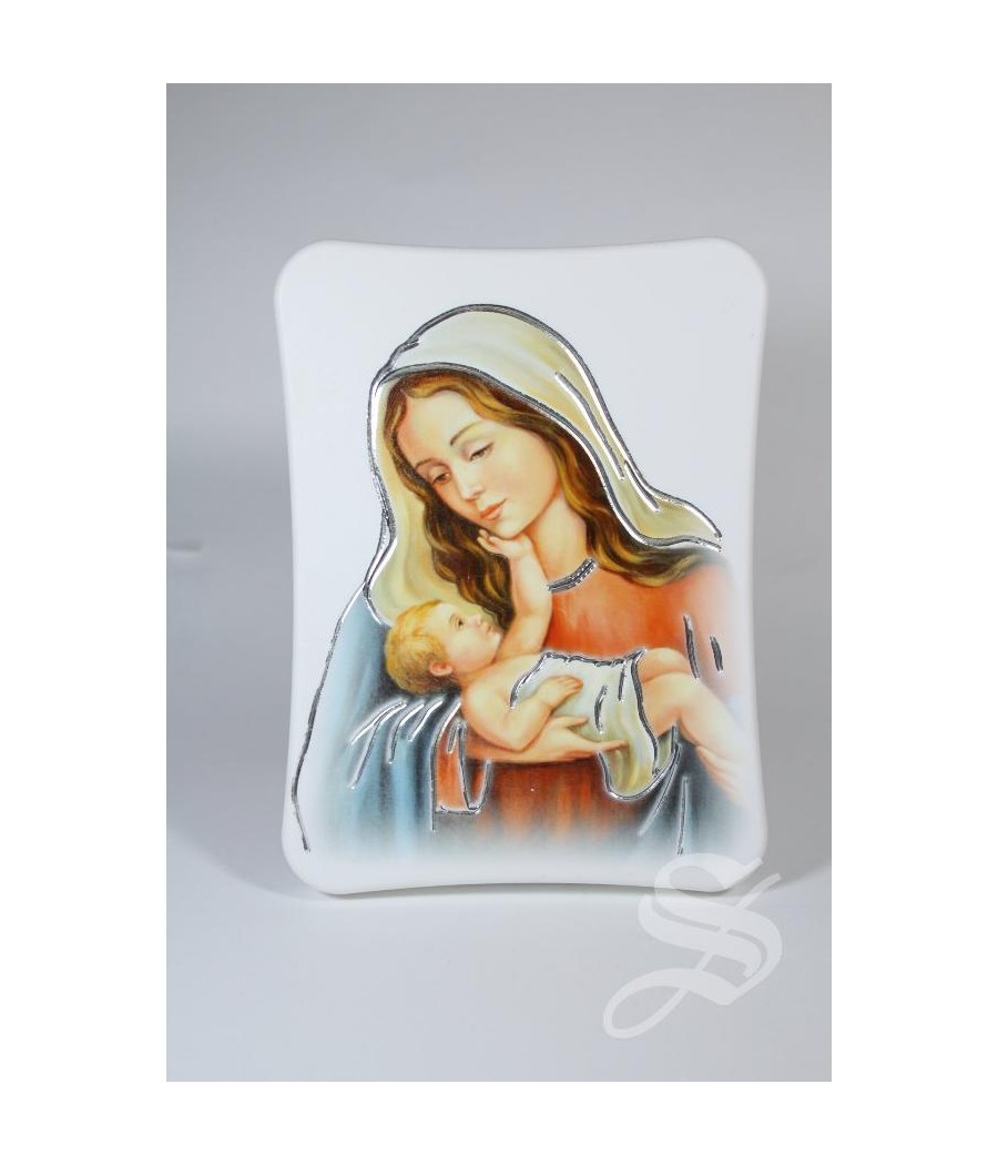 CUADRO POLIMERO EFECTO PIEDRA 9 * 12 VIRGEN CON NIÑO