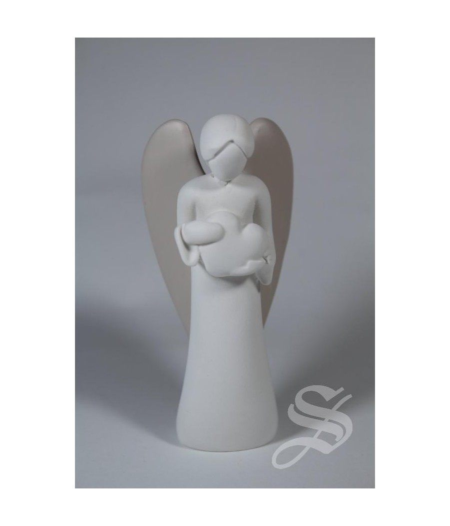 ANGEL RESINA CON CORAZON 9 CM. CON CAJA REGALO