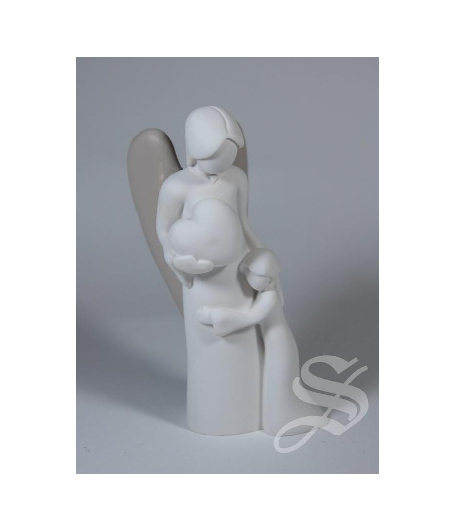 ANGEL RESINA CON NIÑO 9 CM. CON CAJA DE REGALO