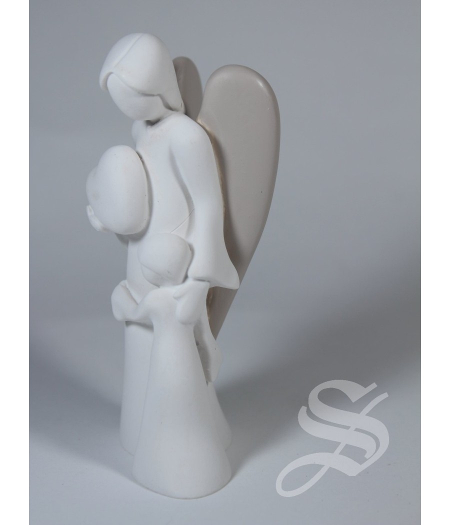 ANGEL RESINA CON NIÑO 9 CM. CON CAJA DE REGALO