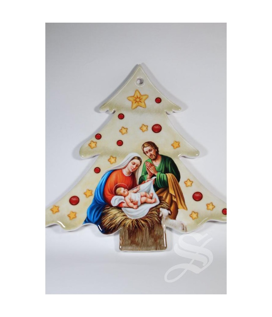 ARBOL NAVIDAD CERAMICA BEIGE SALVAMANTELES 19,5 EFECTO BRILLO