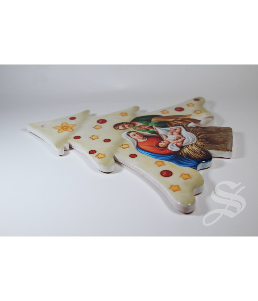 ARBOL NAVIDAD CERAMICA BEIGE SALVAMANTELES 19,5 EFECTO BRILLO