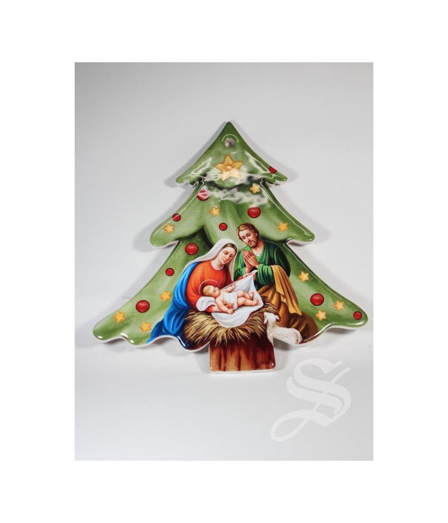 ARBOL NAVIDAD CERAMICA VERDE SALVAMANTELES 19,5 CM. EFECTO BRILLO