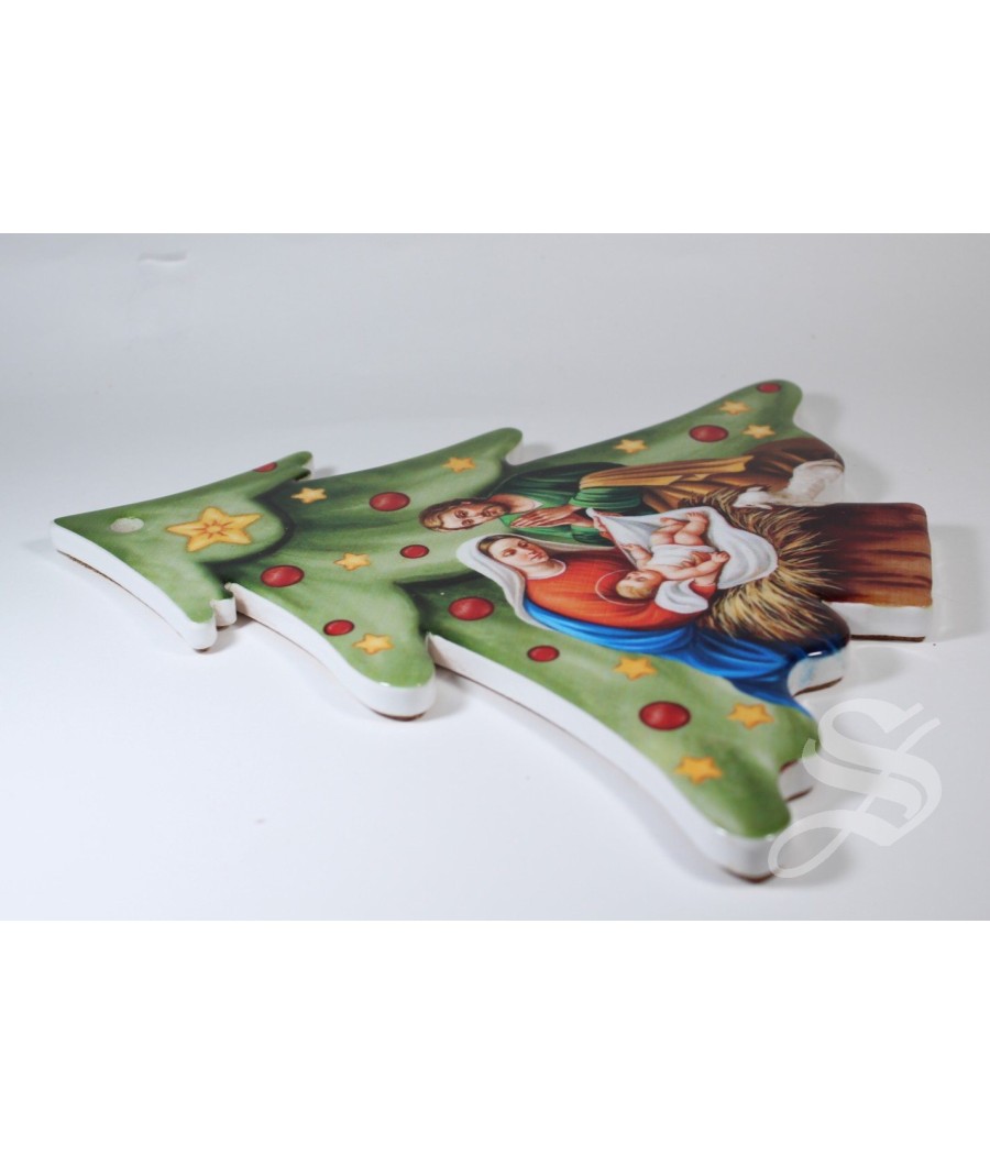 ARBOL NAVIDAD CERAMICA VERDE SALVAMANTELES 19,5 CM. EFECTO BRILLO