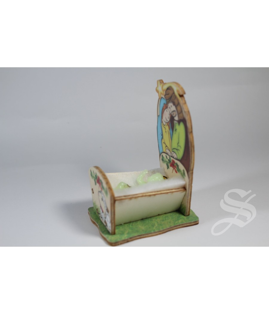 CUNITA MADERA COMPONIBLE 12 CM. CON NIÑO JESUS FOSFORO 4 CM.