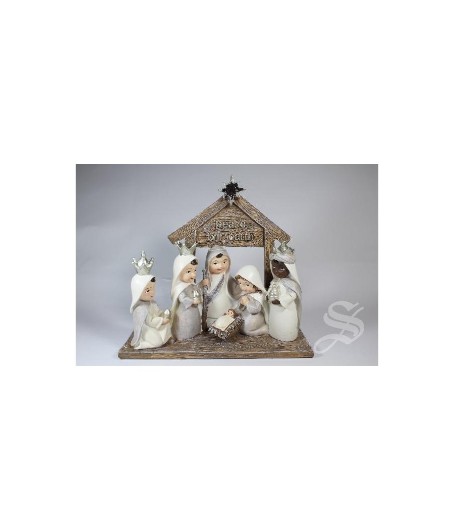 NACIMIENTO CON REYES RESINA COLOR NATURAL 17 X 7 X 15,50 CM.