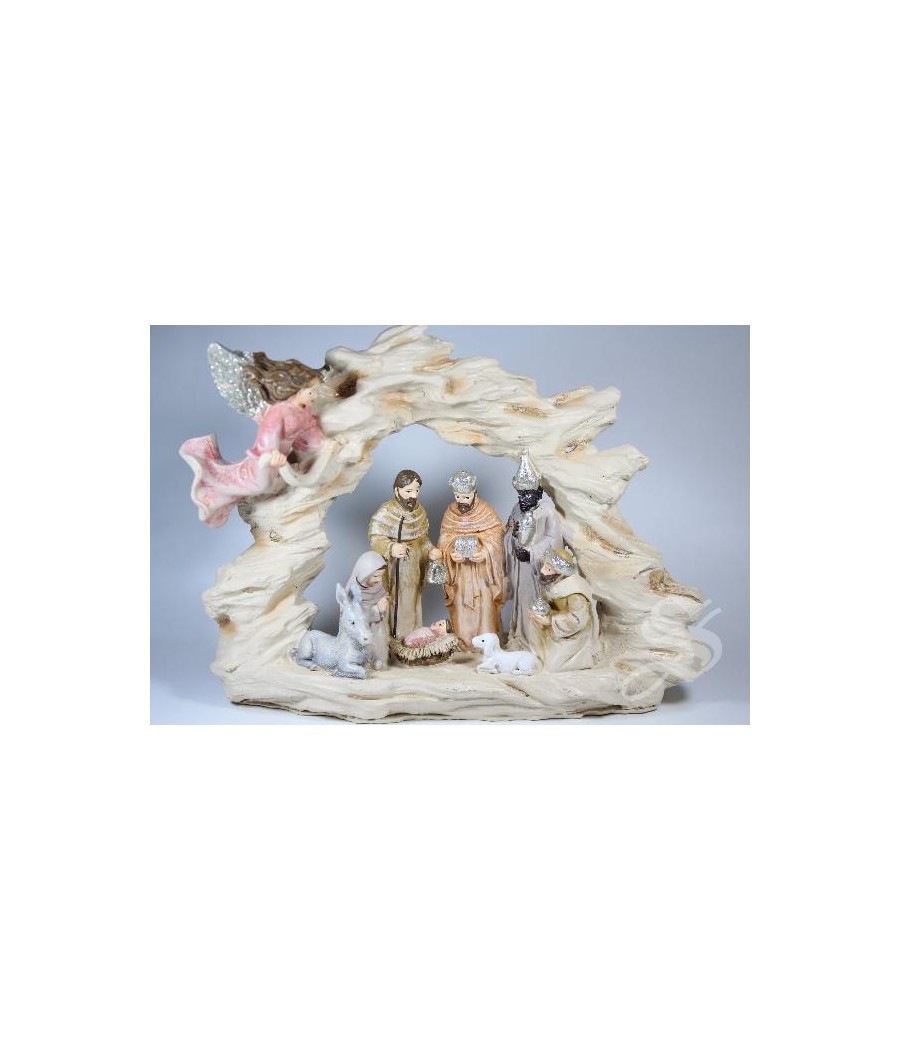 NACIMIENTO CON REYES CALADO IMIT PIEDRA 23,5 X 8 X 17 CM.