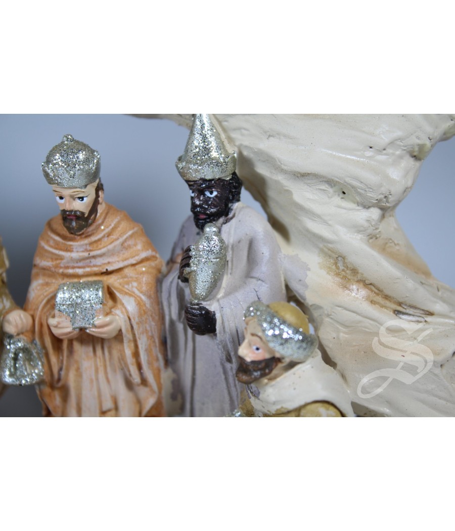 NACIMIENTO CON REYES CALADO IMIT PIEDRA 23,5 X 8 X 17 CM.