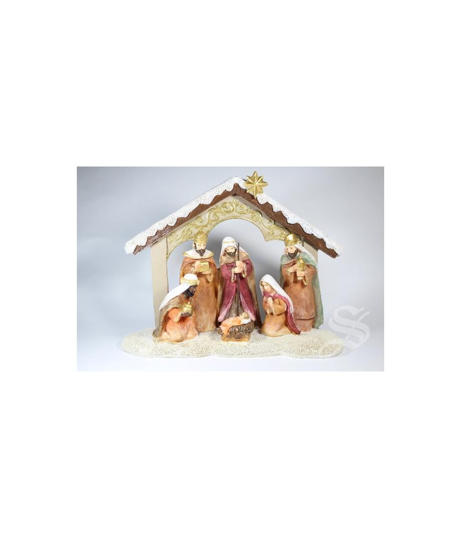 NACIMIENTO RESINA TEJADO NEVADO 24,5 X 8,5 X 19 CM.