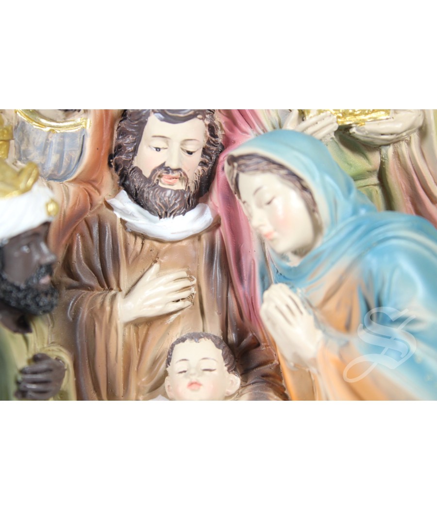 NACIMIENTO CON REYES PUEBLO Y PALMERA 17,5 X 9 X 20,5 CM.