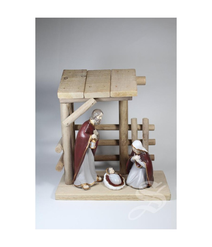 NATIVIDAD CON PORTAL 19,2 CM. RESINA Y MADERA