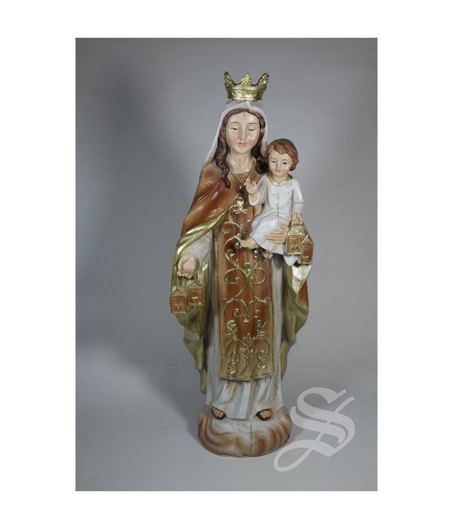 VIRGEN DEL CARMEN MADERA CLARA 30 CM