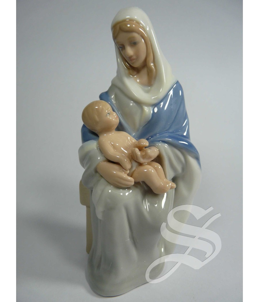 VIRGEN CON NIÑO SENTADA 13 CM. IMITACION PORCELANA