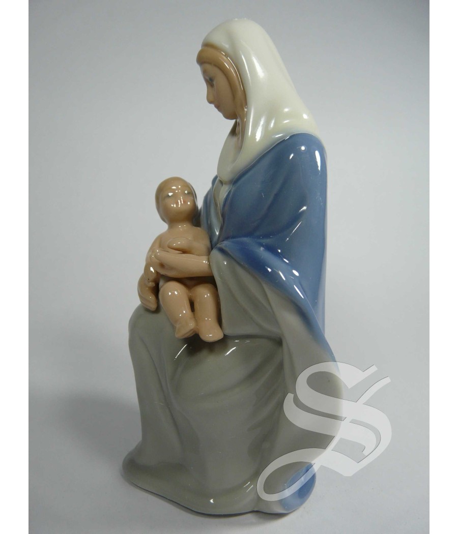 VIRGEN CON NIÑO SENTADA 13 CM. IMITACION PORCELANA