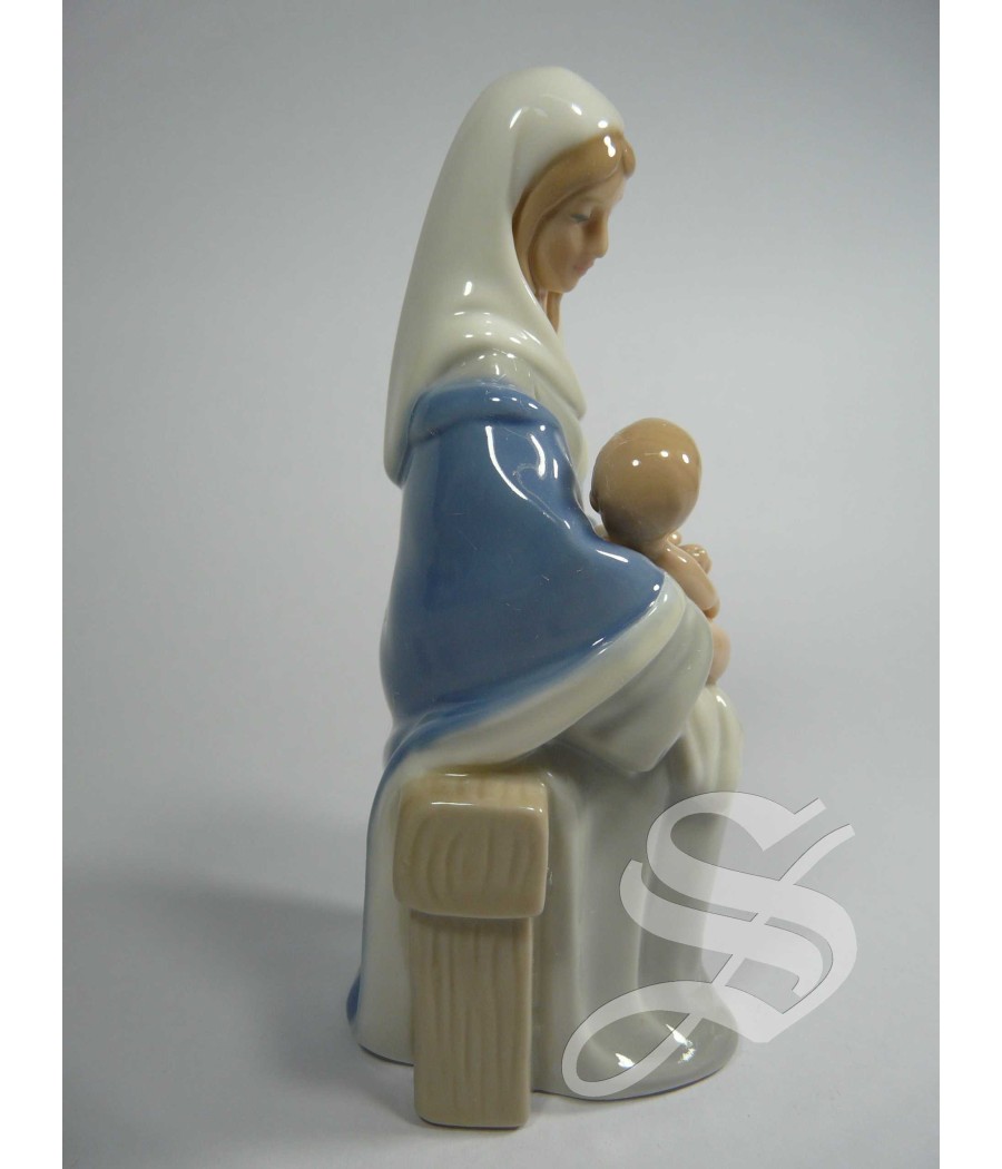 VIRGEN CON NIÑO SENTADA 13 CM. IMITACION PORCELANA