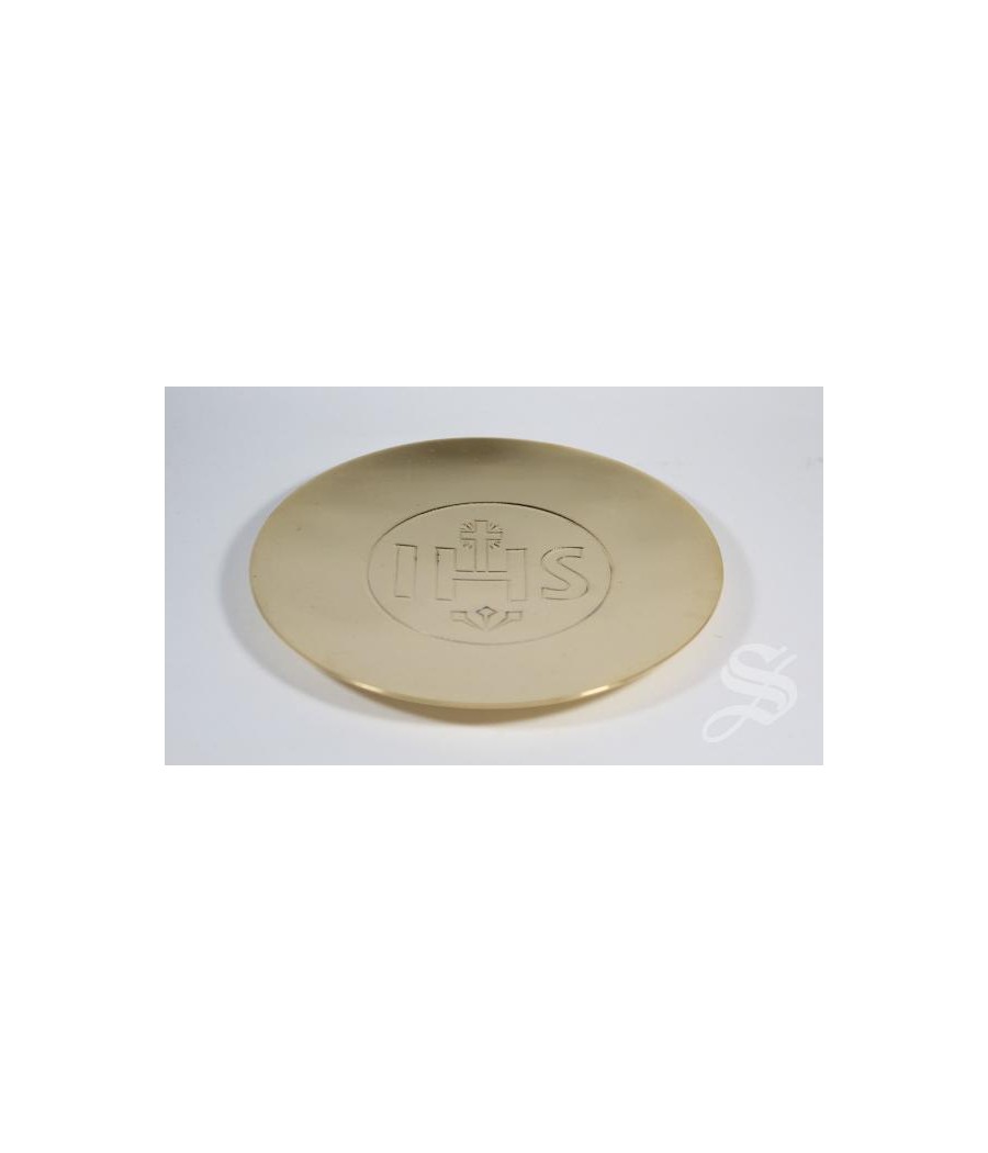 PATENA CHAPADA EN ORO "JHS" Ø 14 CM.