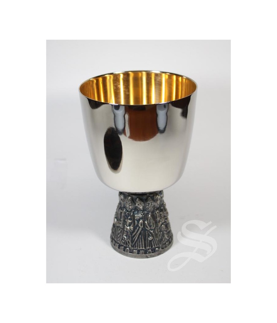 CALIZ NIQUELADO INTERIOR DORADO 15 CM.