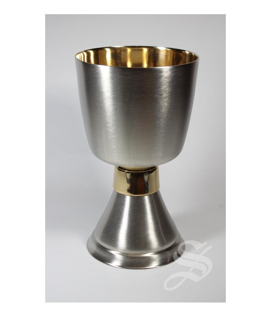 CALIZ NIQUELADO, INTERIOR DORADO 17 CM. ALTO