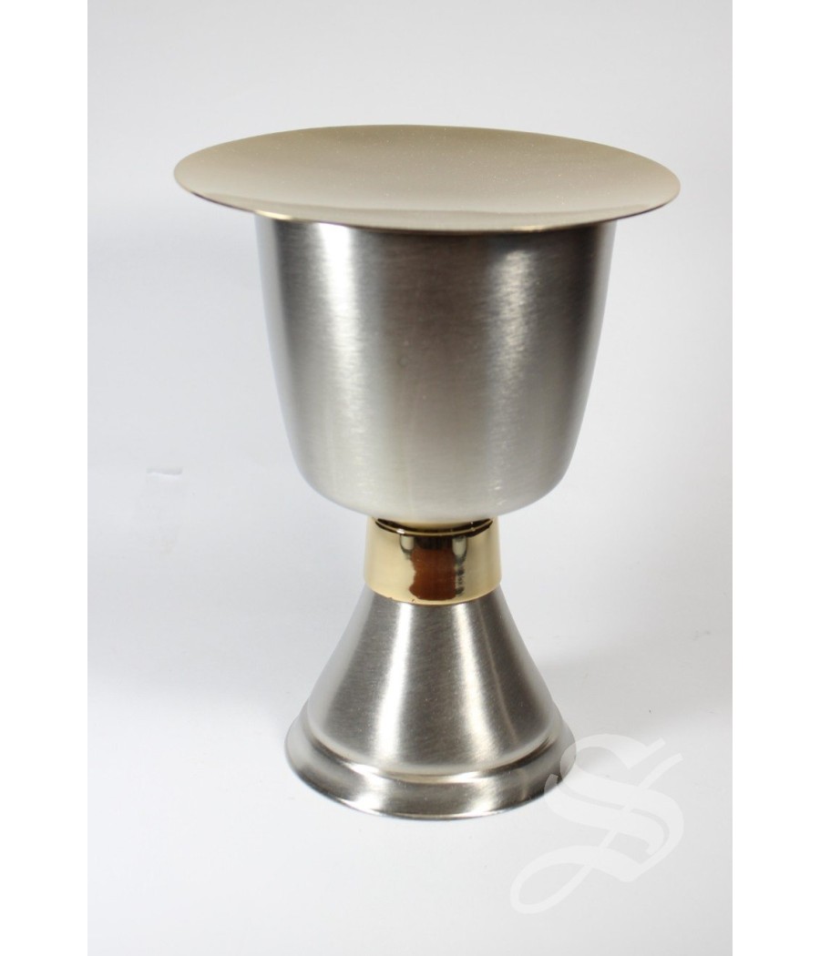 CALIZ NIQUELADO, INTERIOR DORADO 17 CM. ALTO