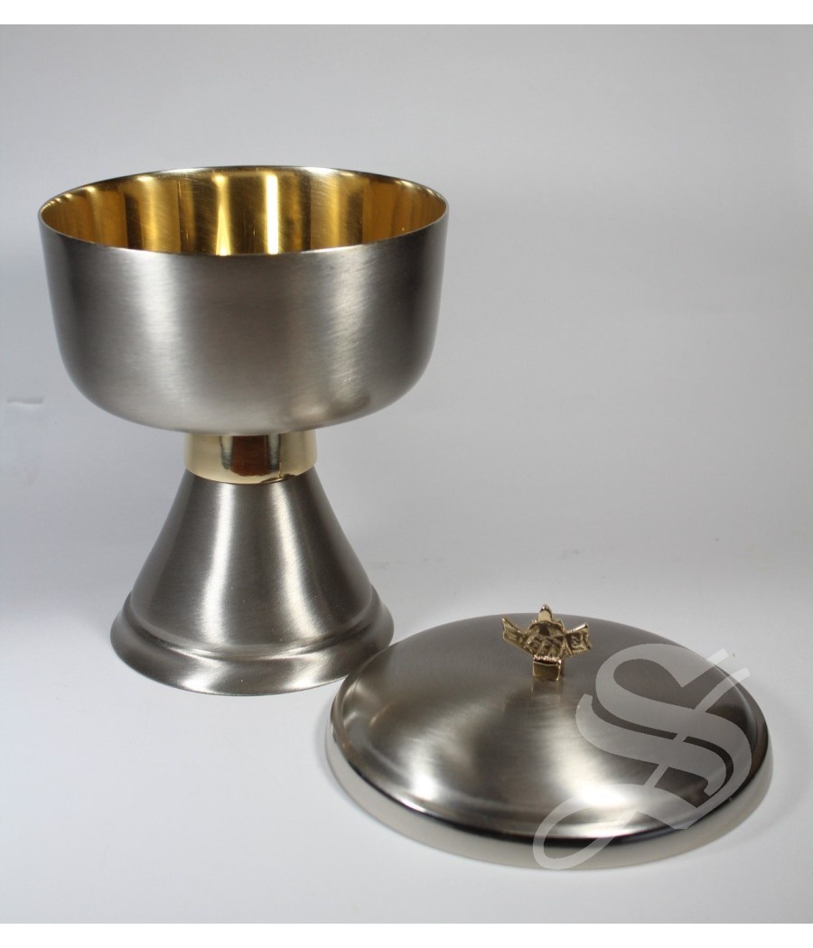 COPON NIQUELADO, INTERIOR DORADO 16 CM. ALTO
