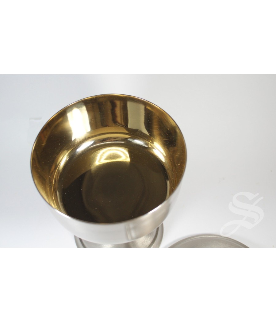 COPON NIQUELADO, INTERIOR DORADO 16 CM. ALTO