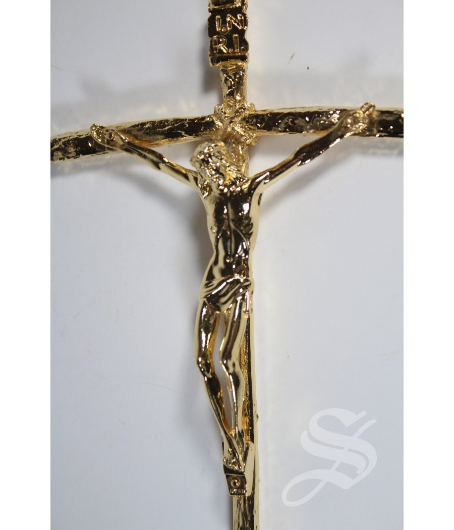 CRUZ CON CRISTO DORADA 20 CM.