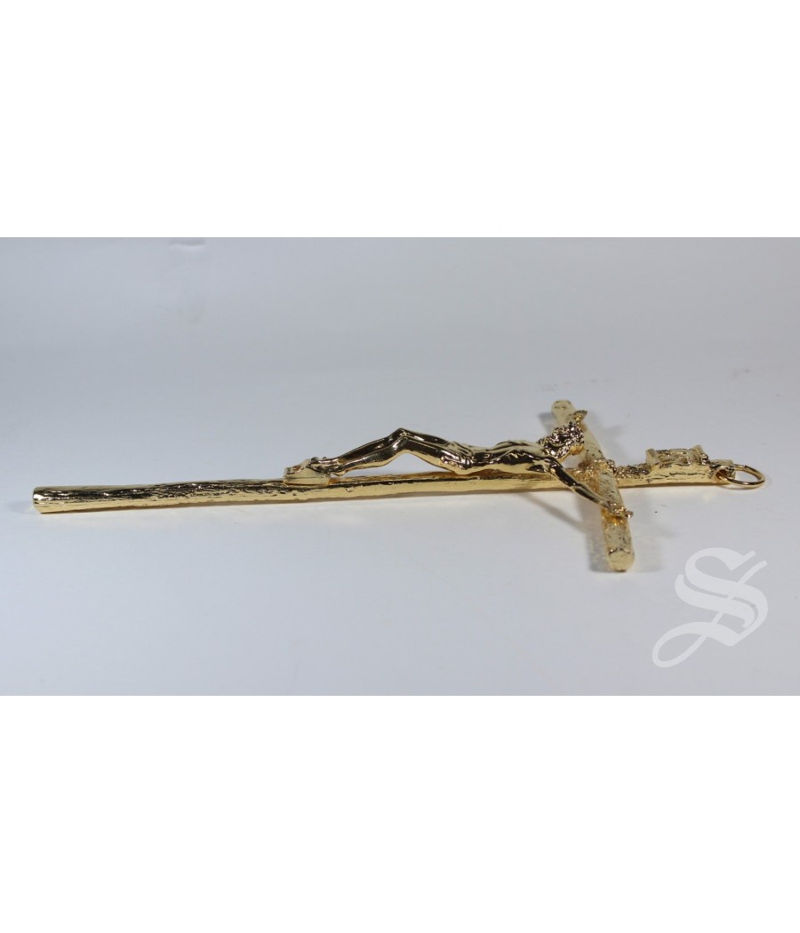 CRUZ CON CRISTO DORADA 20 CM.