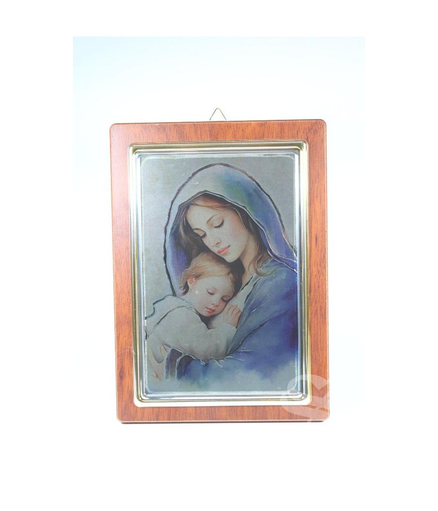 CUADRO SILVER FLASH VIRGEN CON NIÑO 13 X 17,5 CM.