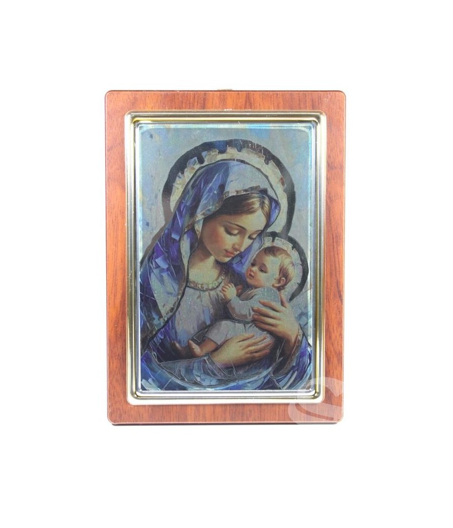 CUADRO SILVER FLASH VIRGEN CON NIÑO 13 X 17,5 CM.