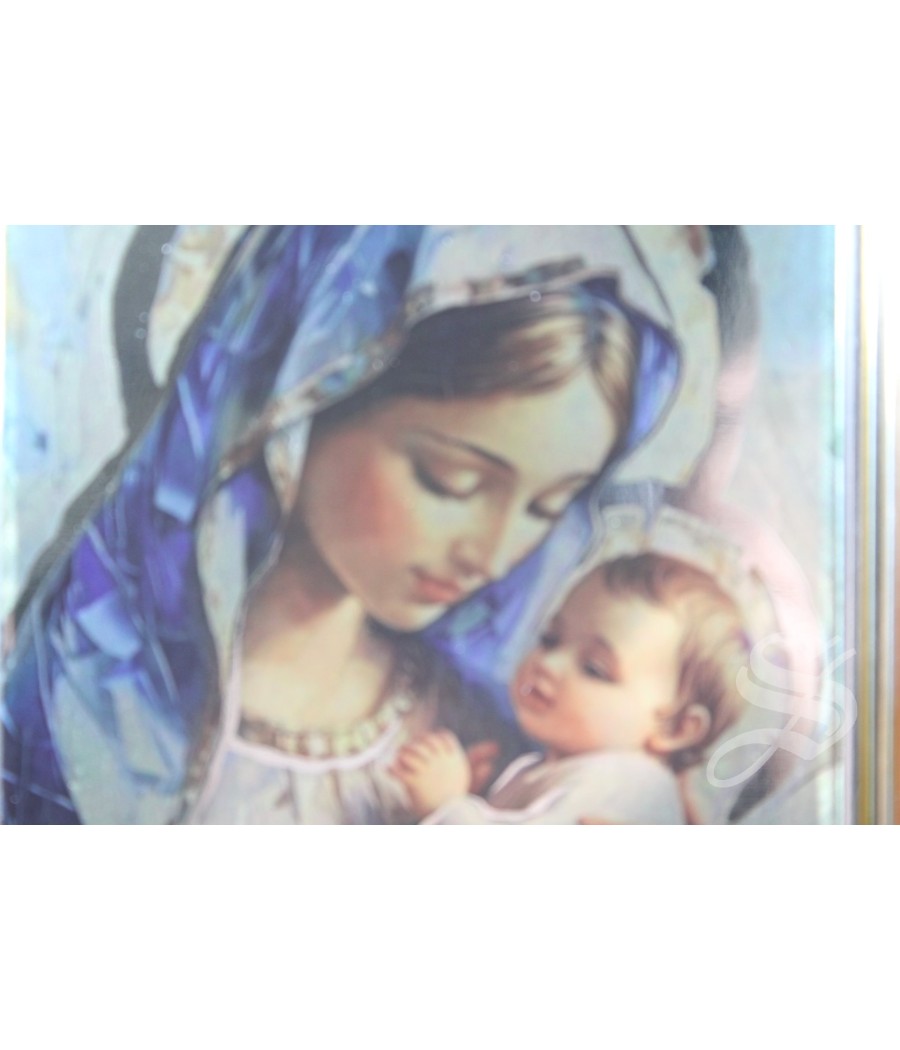 CUADRO SILVER FLASH VIRGEN CON NIÑO 13 X 17,5 CM.