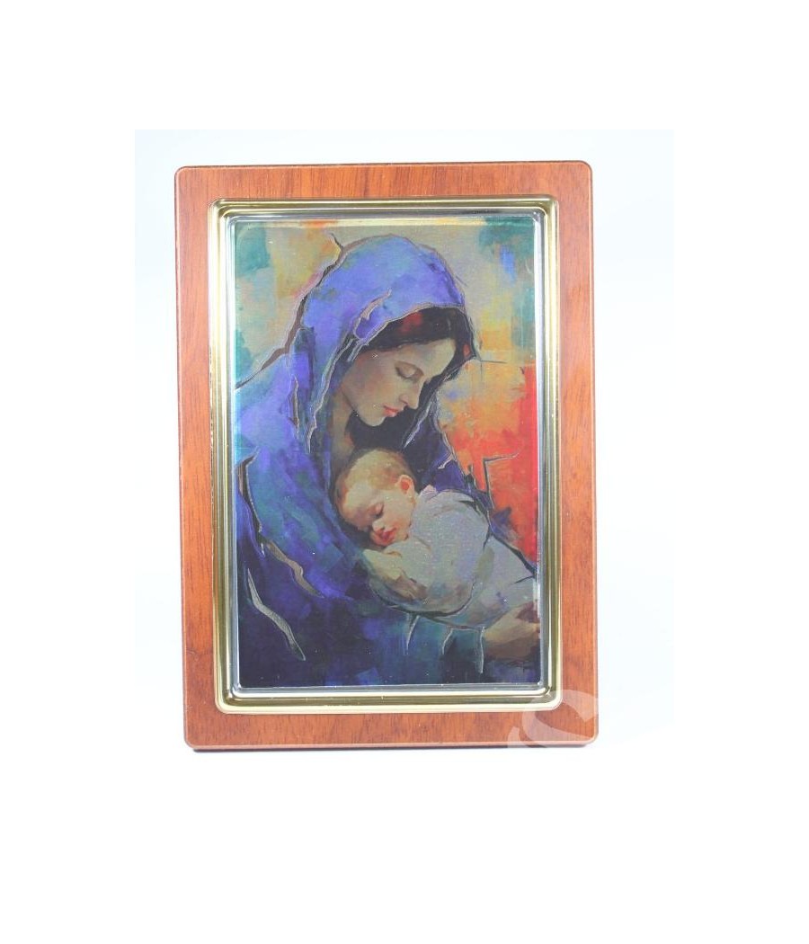 CUADRO SILVER FLASH VIRGEN CON NIÑO 13 X 17,5 CM.