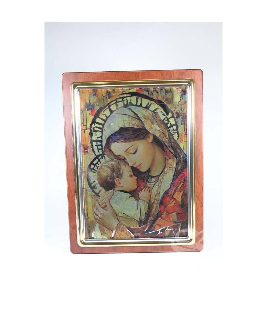 CUADRO SILVER FLASH VIRGEN CON NIÑO 28 X 20