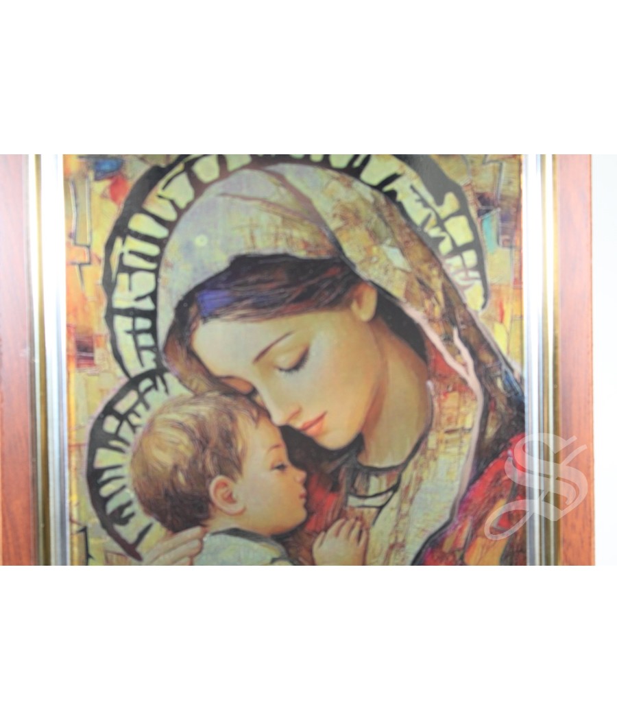CUADRO SILVER FLASH VIRGEN CON NIÑO 28 X 20