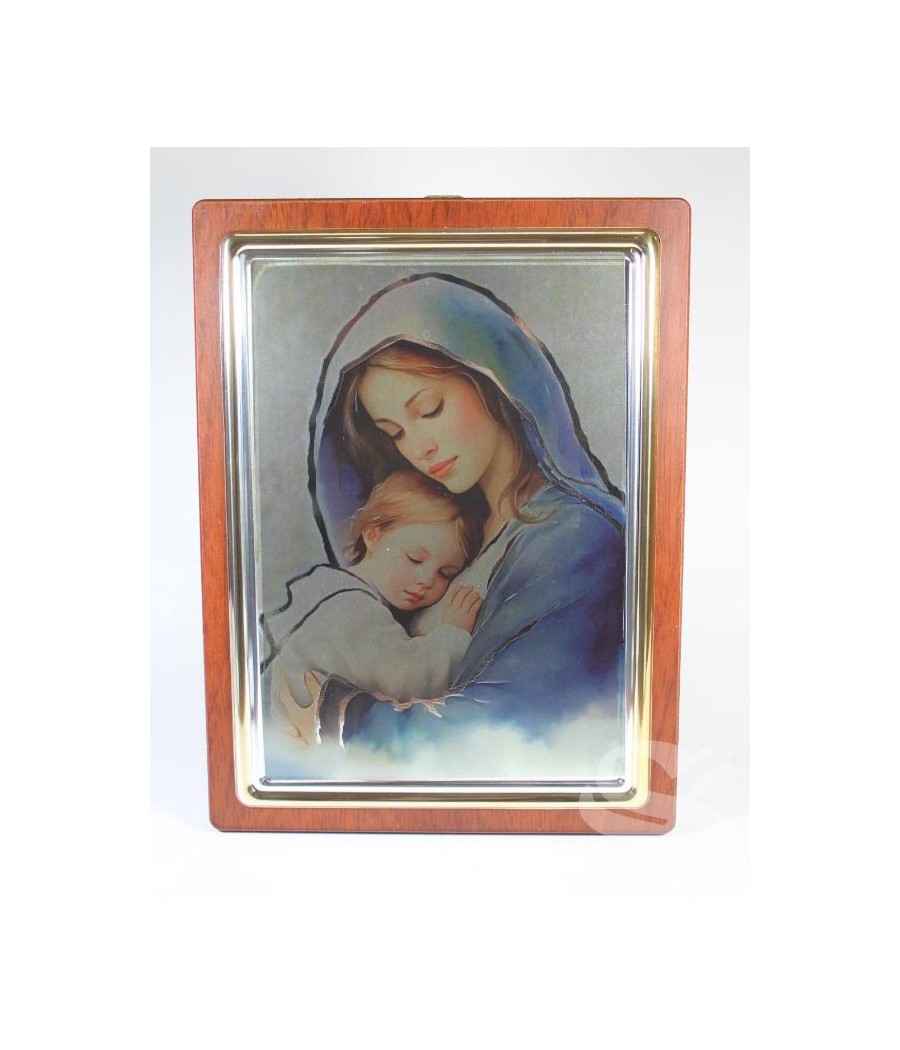 CUADRO SILVER FLASH VIRGEN CON NIÑO 28 X 20
