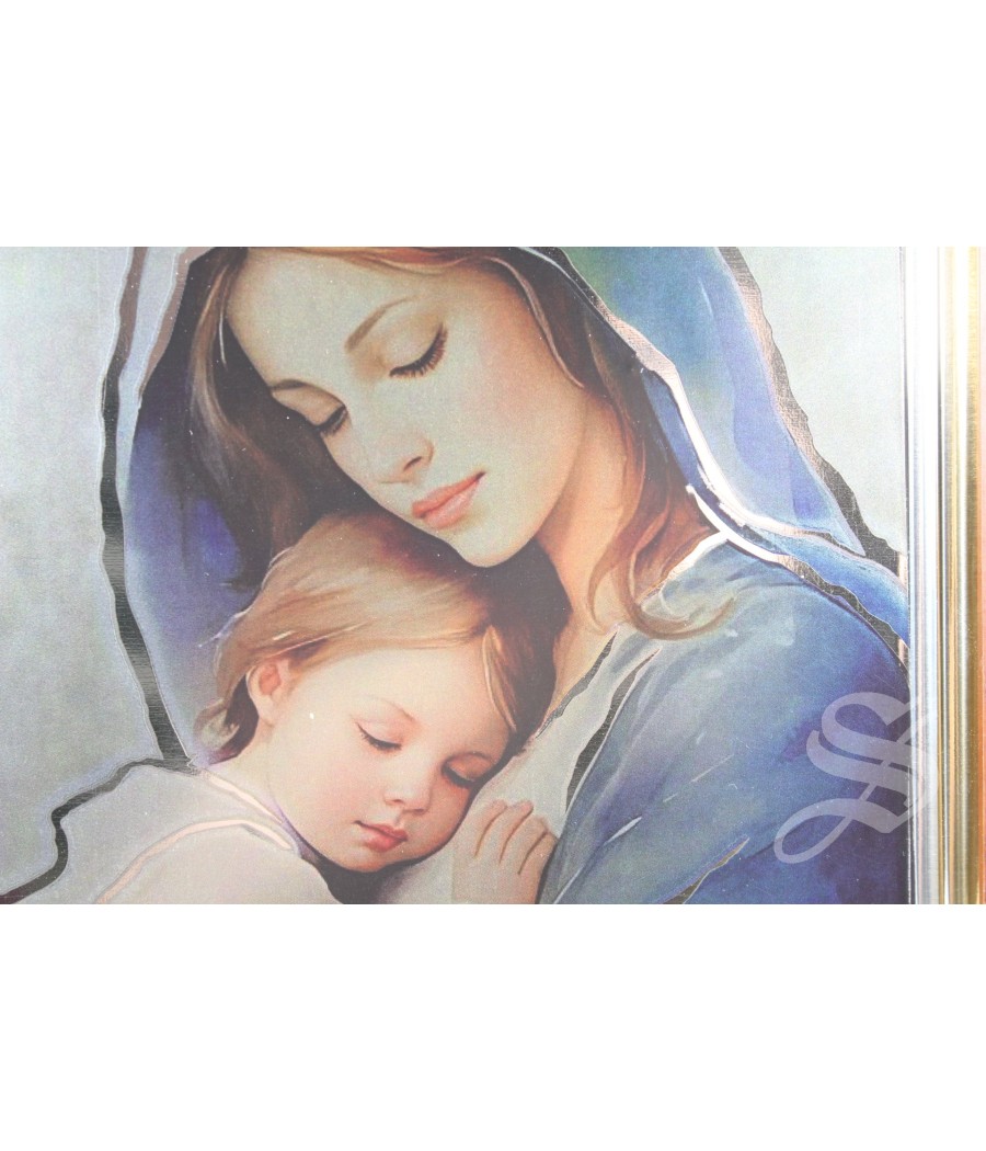 CUADRO SILVER FLASH VIRGEN CON NIÑO 28 X 20