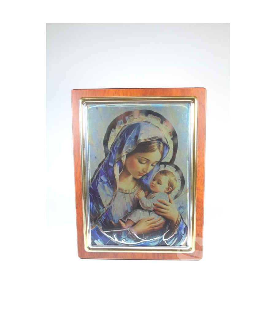 CUADRO SILVER FLASH VIRGEN CON NIÑO 28 X 20