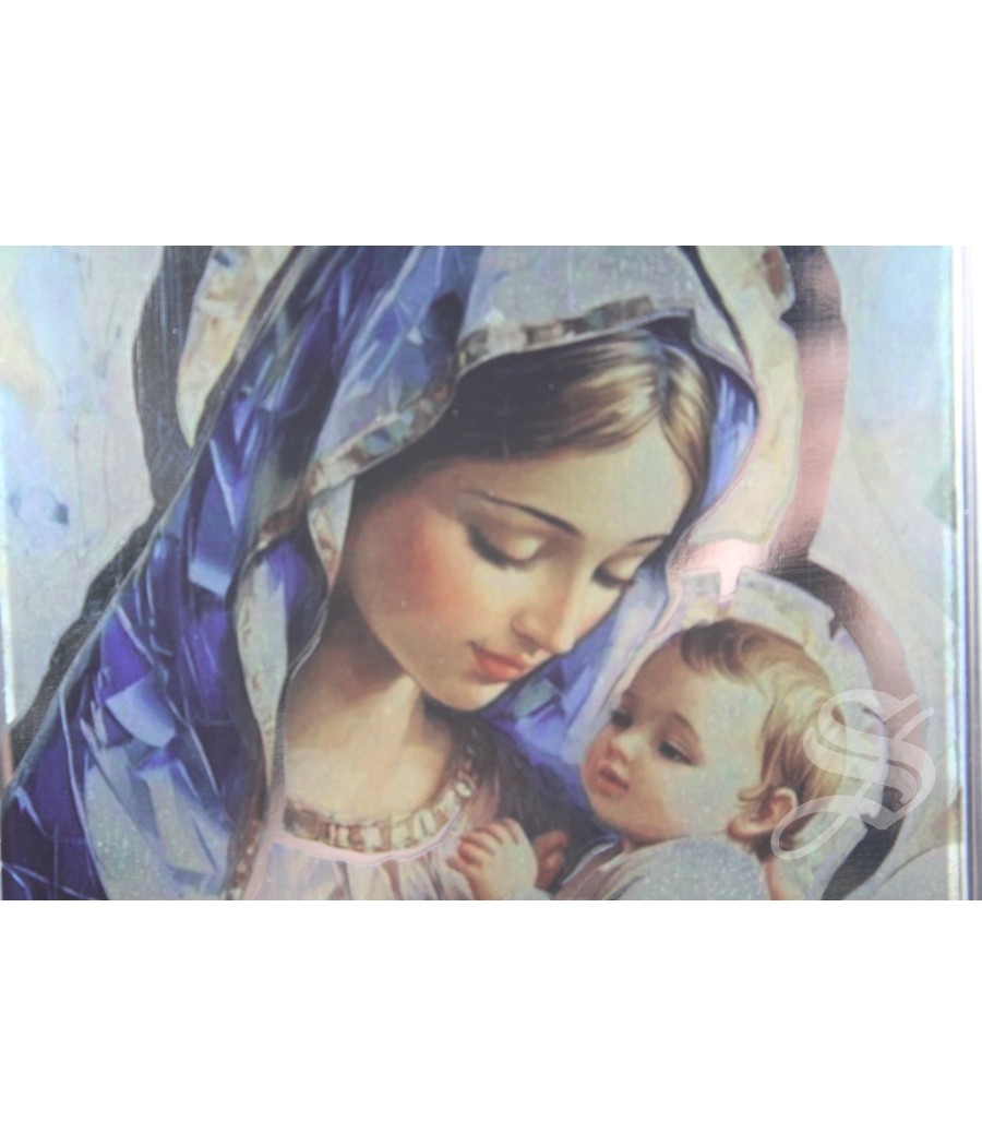 CUADRO SILVER FLASH VIRGEN CON NIÑO 28 X 20