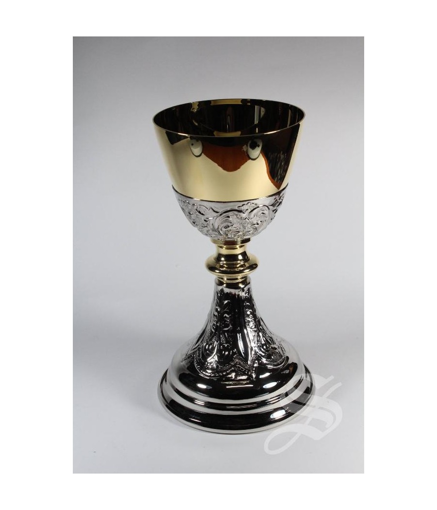 CALIZ SAN FERNANDO LATON NIQUELADO Ø10 CM. 20 CM DE ALTO