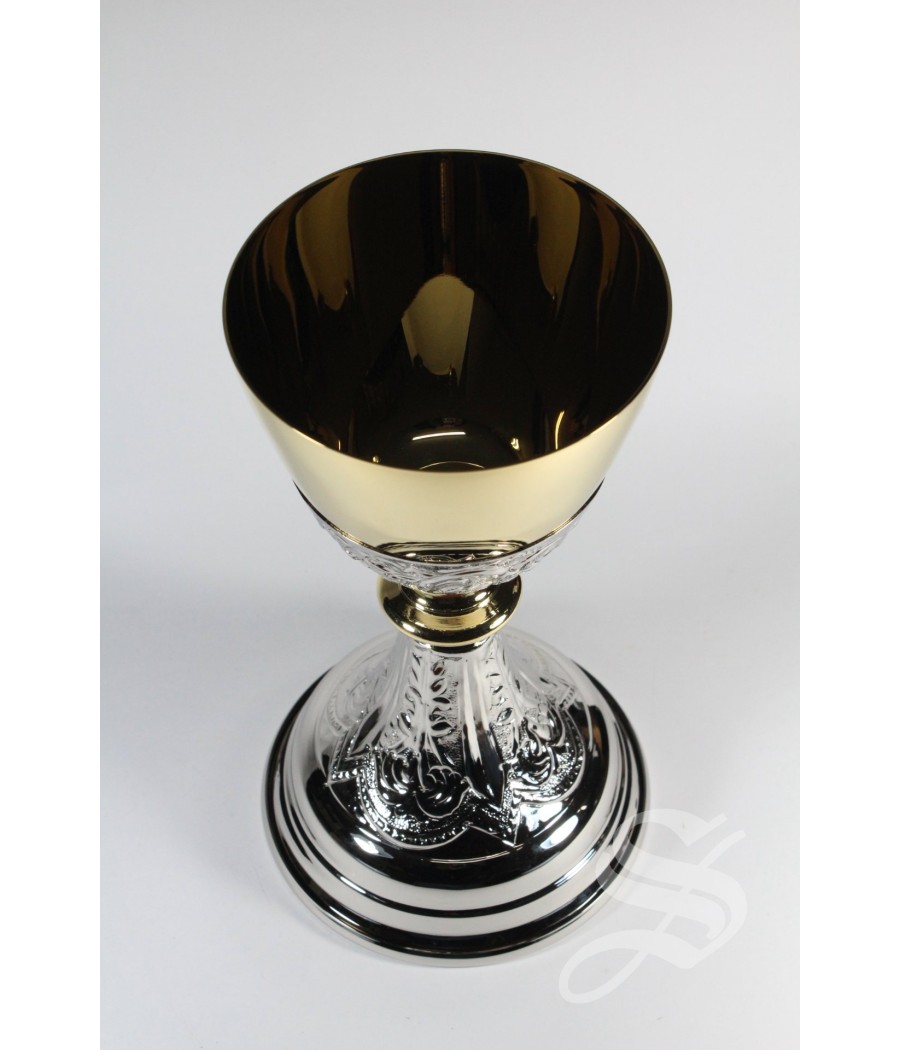 CALIZ SAN FERNANDO LATON NIQUELADO Ø10 CM. 20 CM DE ALTO