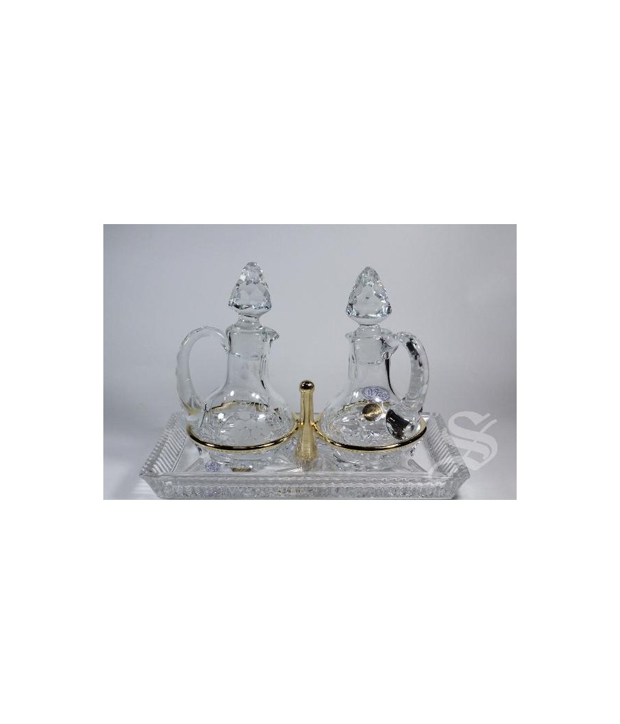 VINAJERAS CRISTAL BOHEMIA TALLADO 50 CC. 19 X 13 X 10 CM.