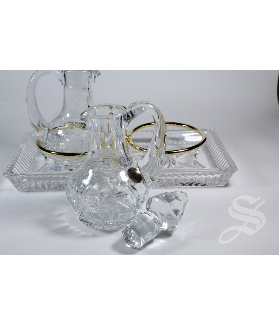 VINAJERAS CRISTAL BOHEMIA TALLADO 50 CC. 19 X 13 X 10 CM.