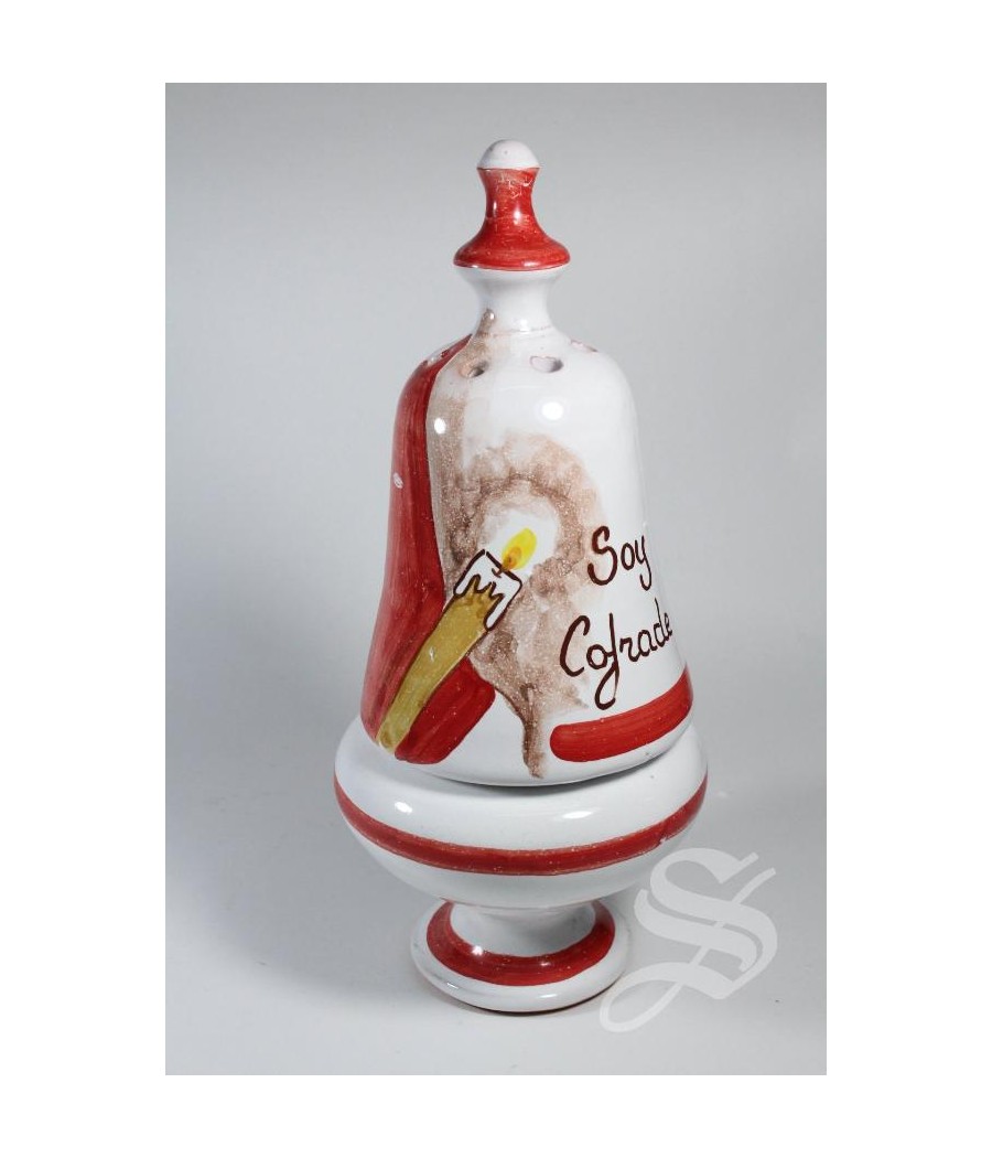 INCENSARIO CAMPANA COFRADE ROJO ESMALTADO 20 CM.