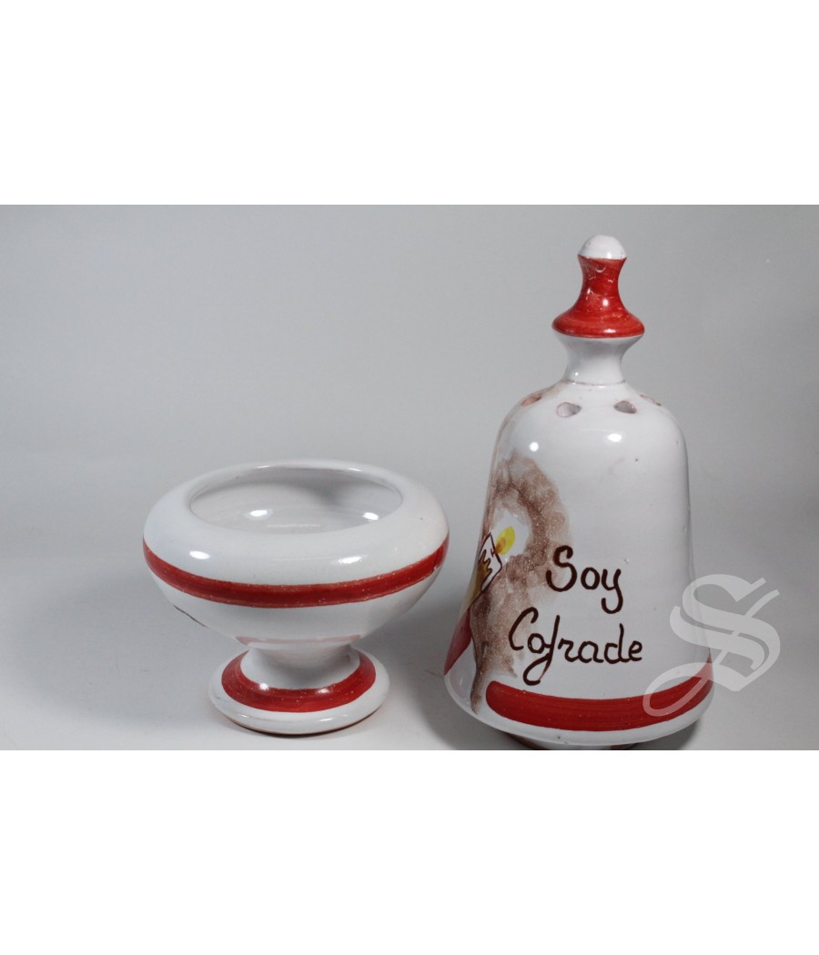 INCENSARIO CAMPANA COFRADE ROJO ESMALTADO 20 CM.