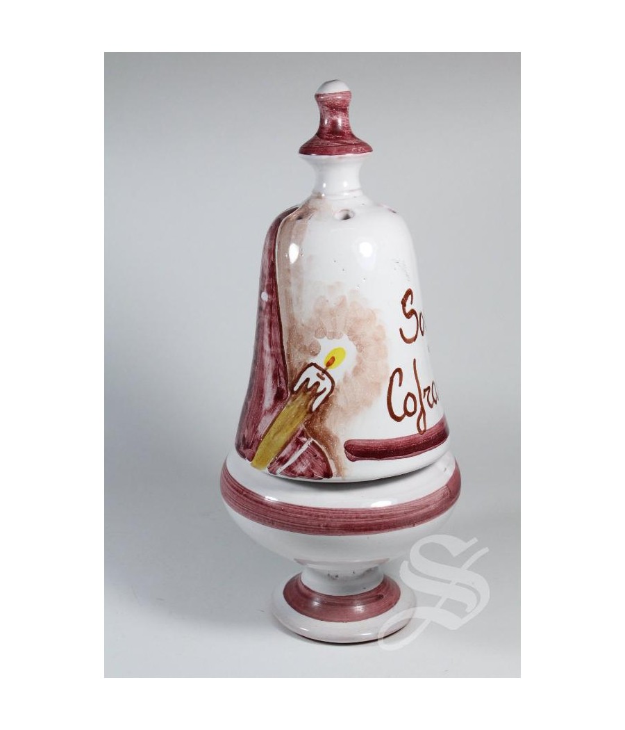 INCENSARIO CAMPANA COFRADE GRANATE ESMALTADO 20 CM.