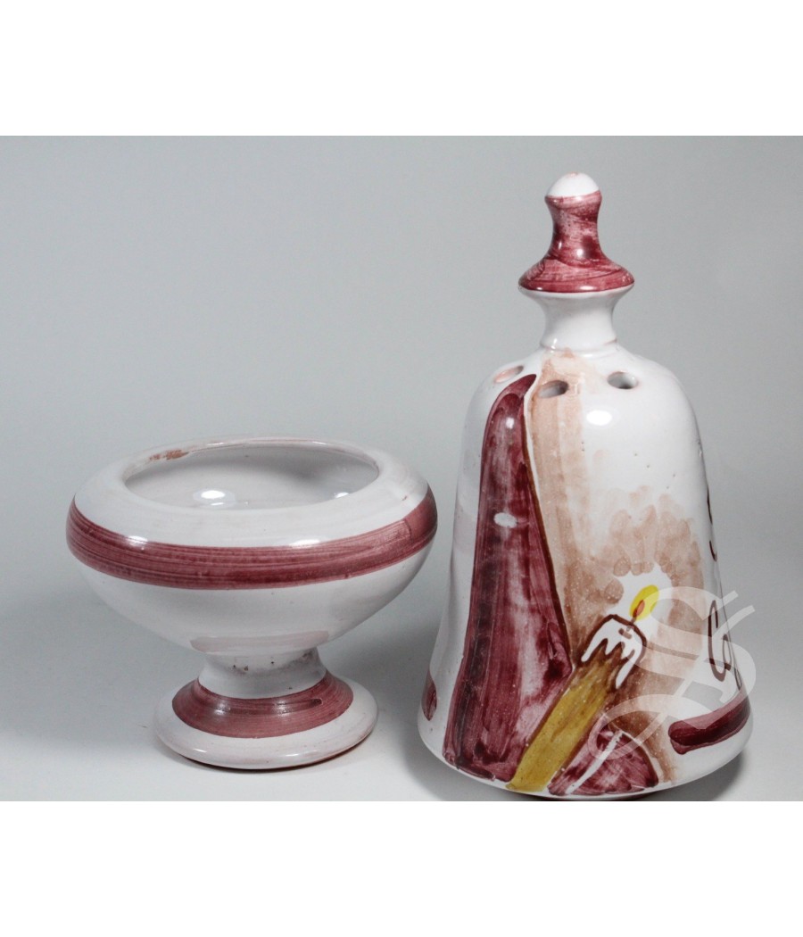 INCENSARIO CAMPANA COFRADE GRANATE ESMALTADO 20 CM.