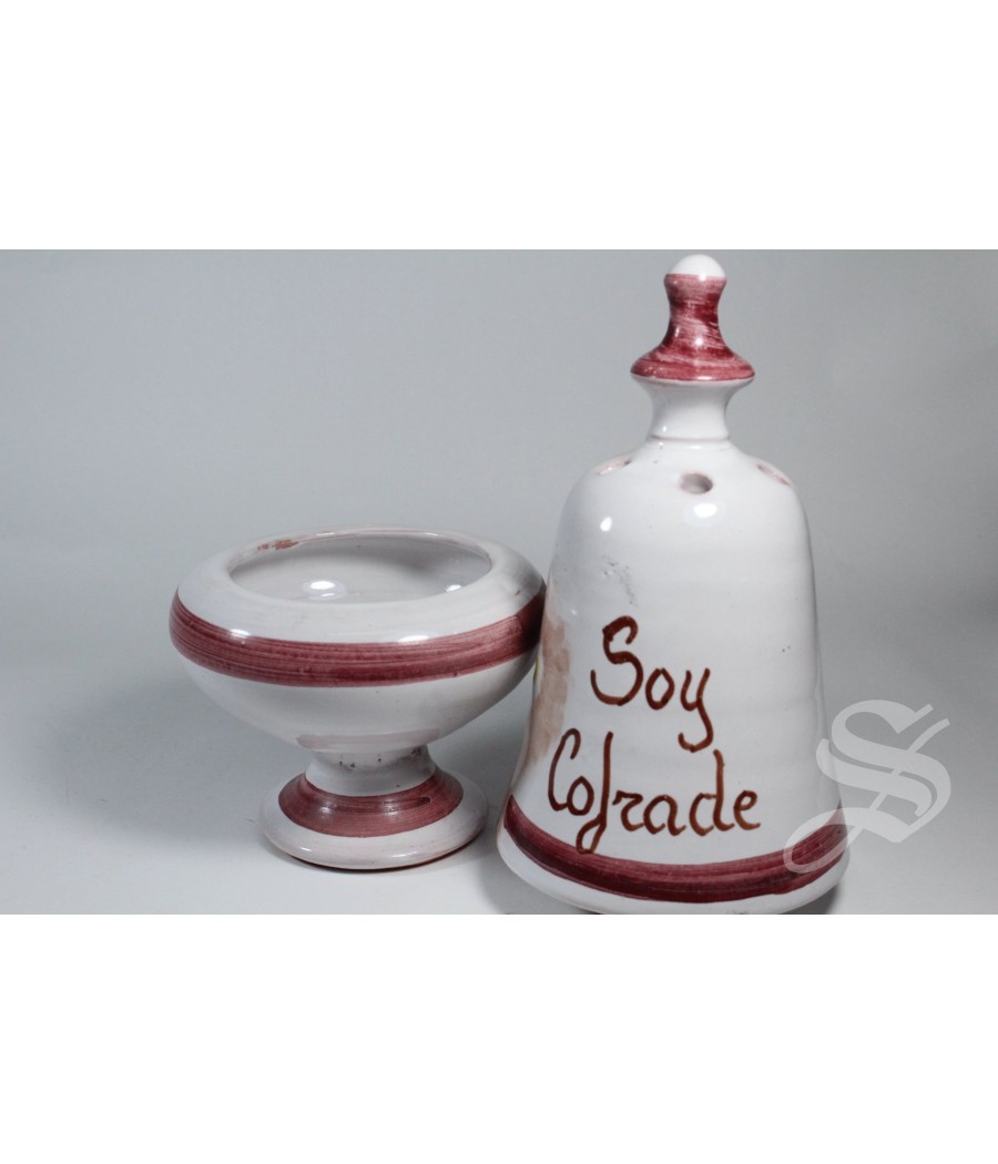 INCENSARIO CAMPANA COFRADE GRANATE ESMALTADO 20 CM.
