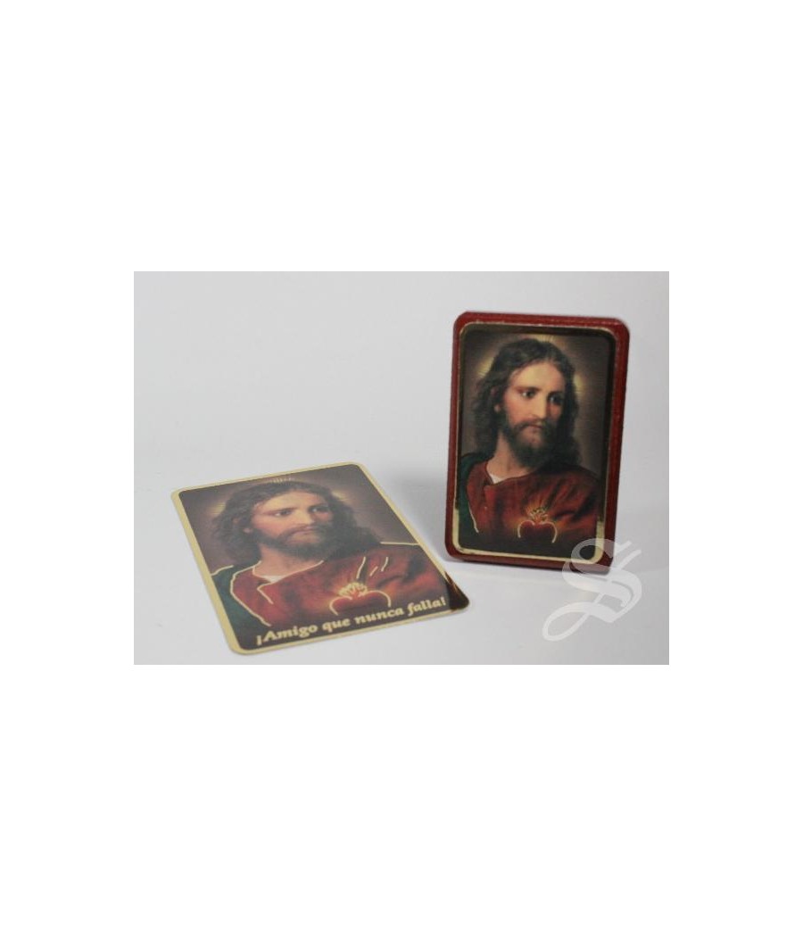 CUADRITO AMIGO CORAZON DE JESUS 5 X 8 EN BLISTER CON ESTAMPA
