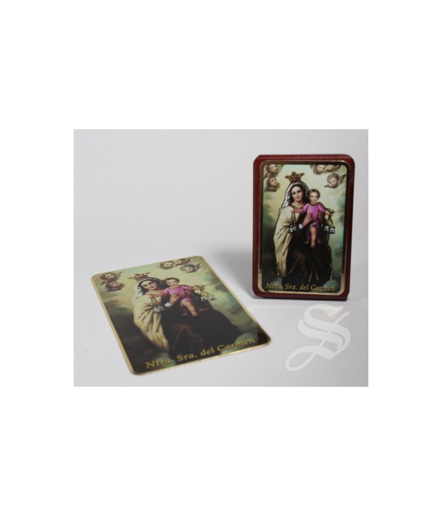CUADRITO VIRGEN DEL CARMEN 5 X 8 EN BLISTER CON ESTAMPA