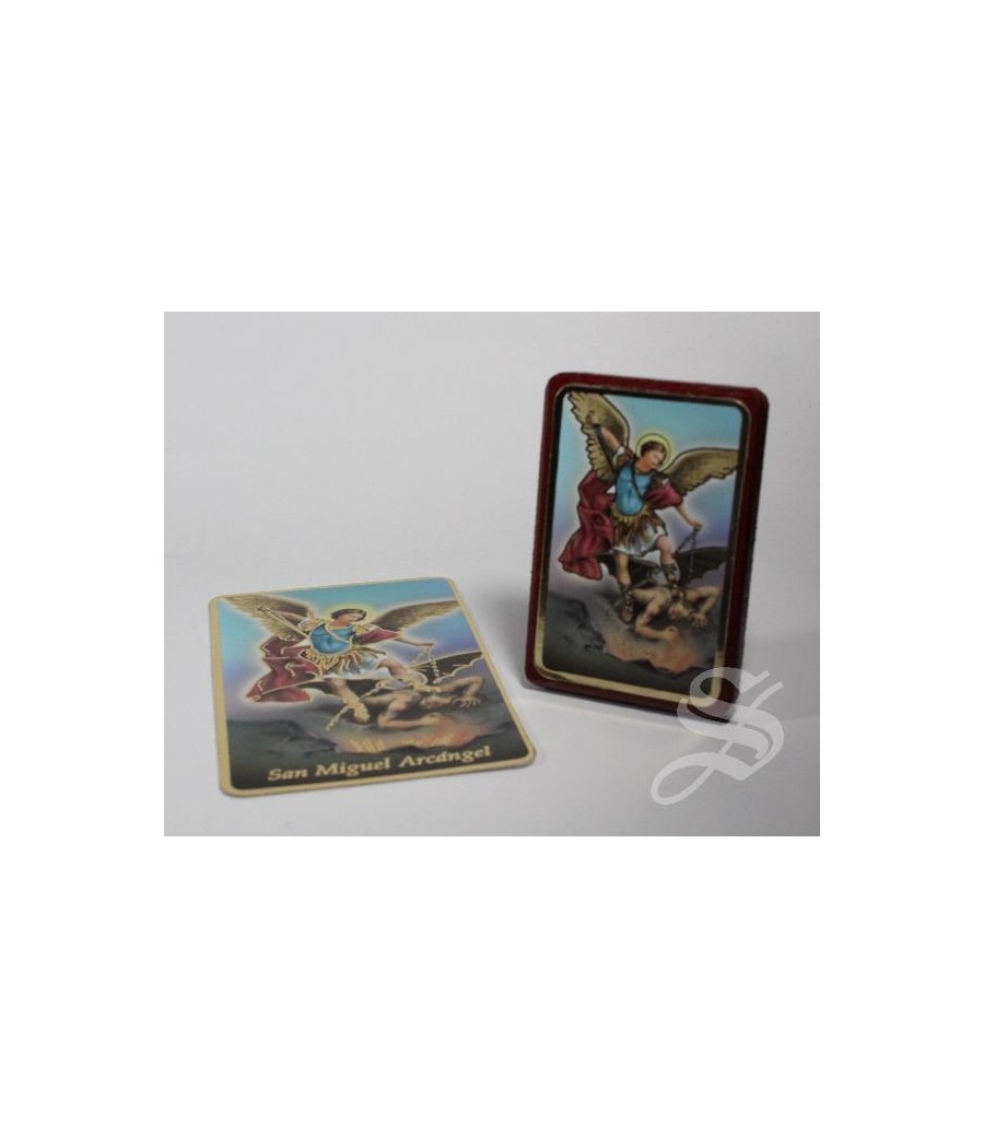 CUADRITO SAN MIGUEL ARCANGEL 5 X 8 EN BLISTER CON ESTAMPA